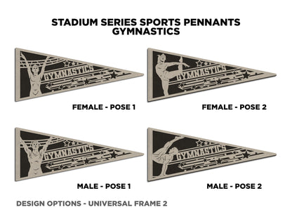 Stadium Series Sports Pennants - Gymnastics - 12 Variations Included - Male and Female Options - Tested on Glowforge & Lightburn