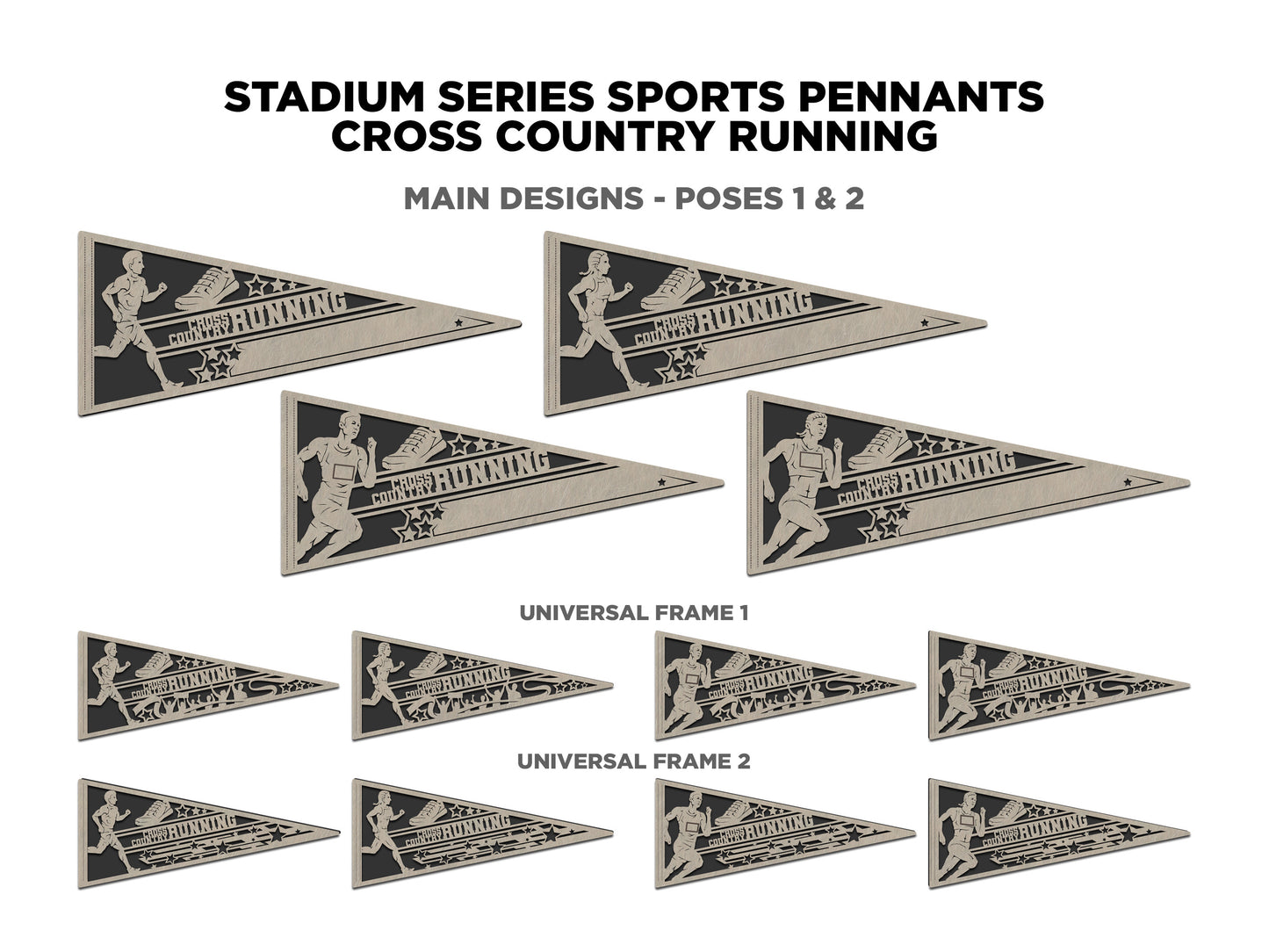 Stadium Series Sports Pennants Expansion 2 - 7 Sports - 87 Variations Included - Male and Female Options - Tested on Glowforge & Lightburn