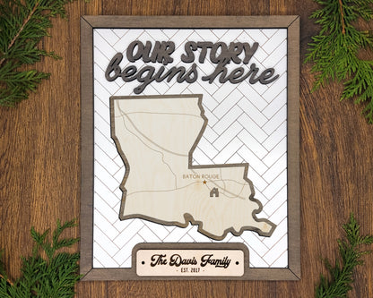 The Louisiana State Frame - 13 text options, 12 backgrounds, 25 icons Included - Make over 7,500 designs - Glowforge & Lightburn Tested