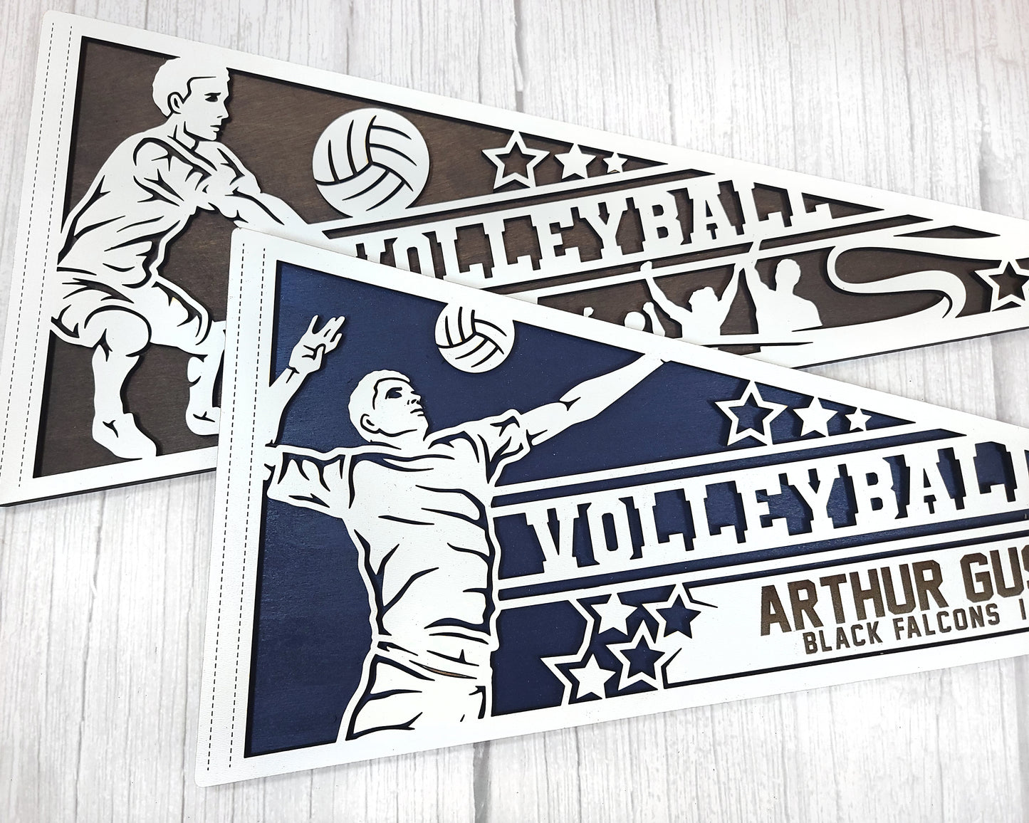 Stadium Series Sports Pennants - Volleyball - 12 Variations Included - Male and Female Options - Tested on Glowforge & Lightburn