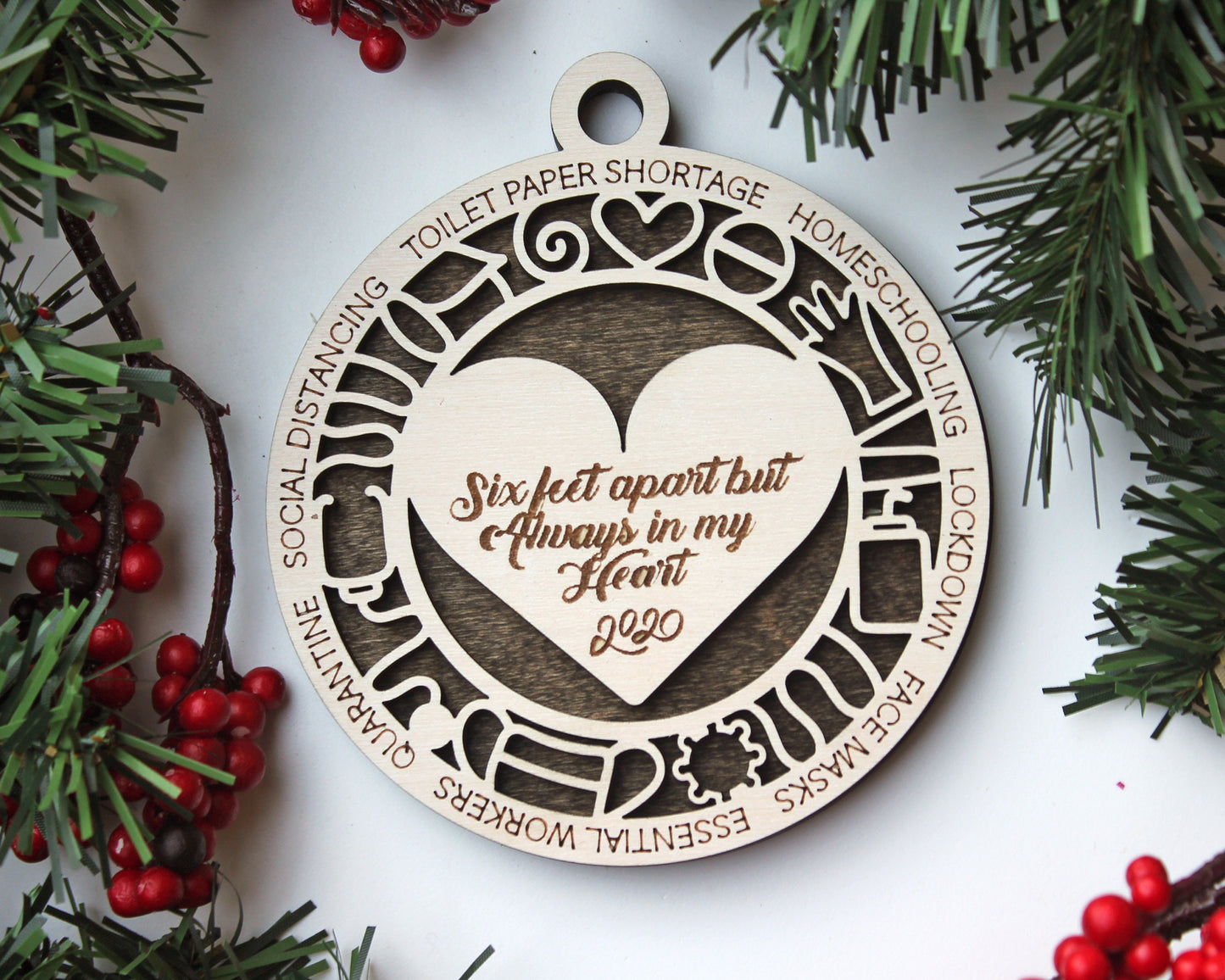 Six Feet Apart Ornament - SVG File Download - Sized for Glowforge - Christmas