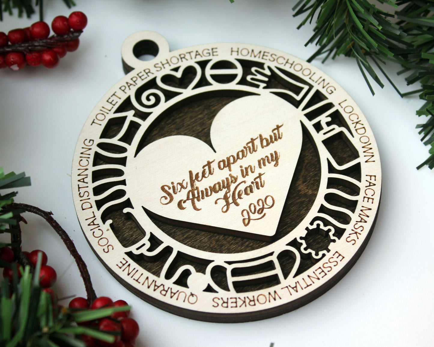 Six Feet Apart Ornament - SVG File Download - Sized for Glowforge - Christmas