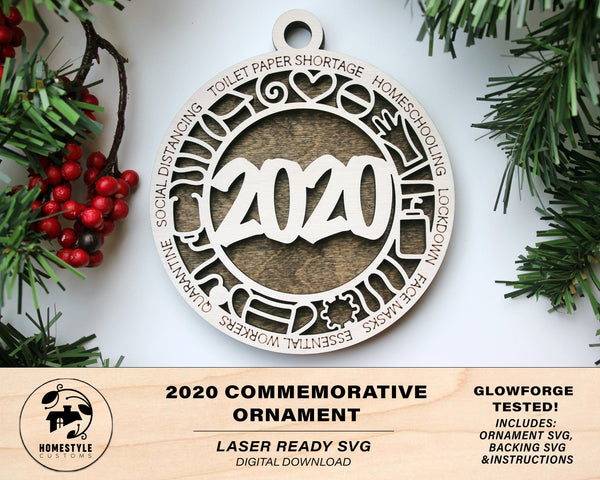2020 Commemorative Ornament - SVG File Download - Sized for Glowforge - Christmas