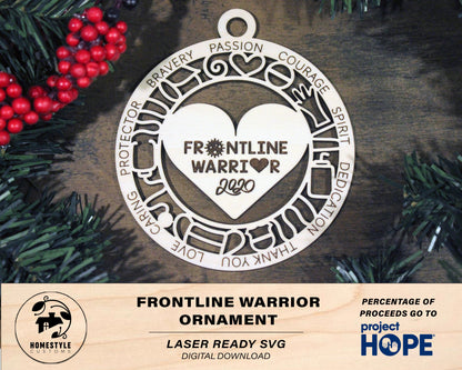 Frontline Warrior - SVG File Download - Sized for Glowforge - Percentage of Proceeds Donated to Project Hope