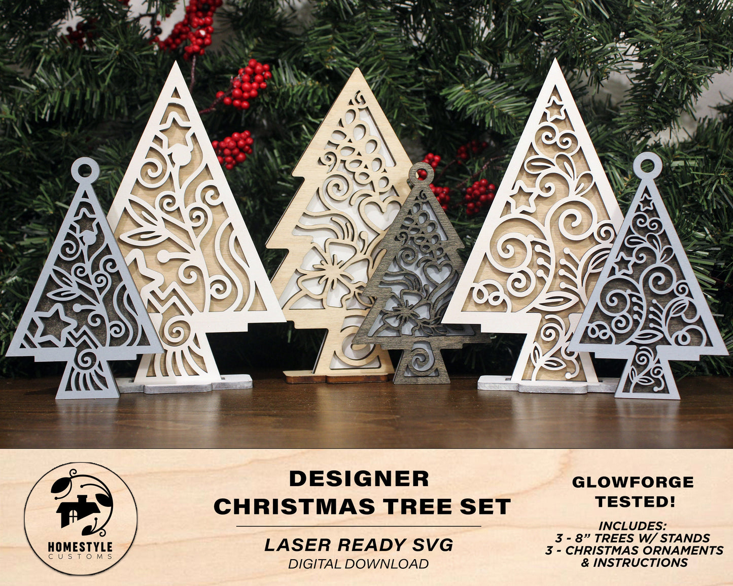Designer Christmas Tree Set - SVG File Download - Tested on Glowforge
