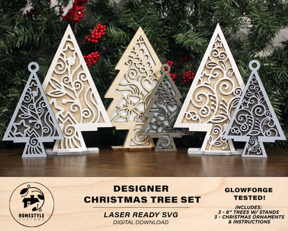 Designer Christmas Tree Set - SVG File Download - Tested on Glowforge