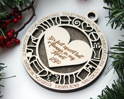 Six Feet Apart Ornament - SVG File Download - Sized for Glowforge - Christmas