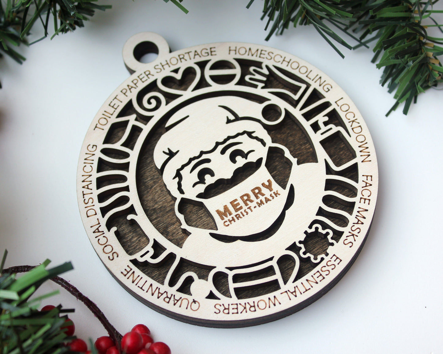 Merry X-Mask Ornament - SVG File Download - Sized for Glowforge - Christmas