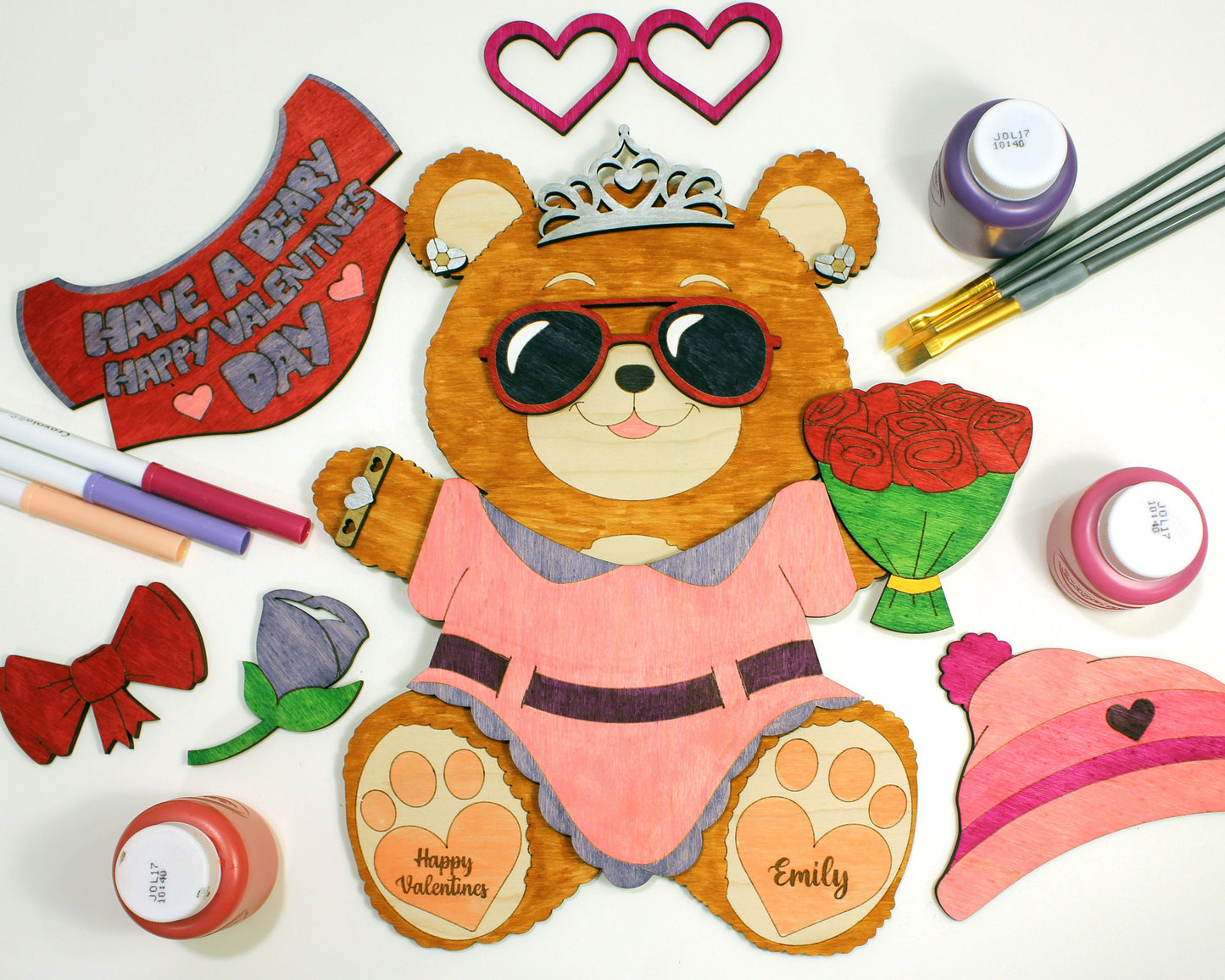 Valentines DIY Build a Bear Crafts - Girl & Boy Versions - SVG File Download - Sized for Glowforge