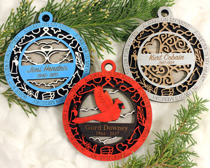 In Memory Ornament 3 Pack - SVG File Download - Sized & Tested for Glowforge - Christmas