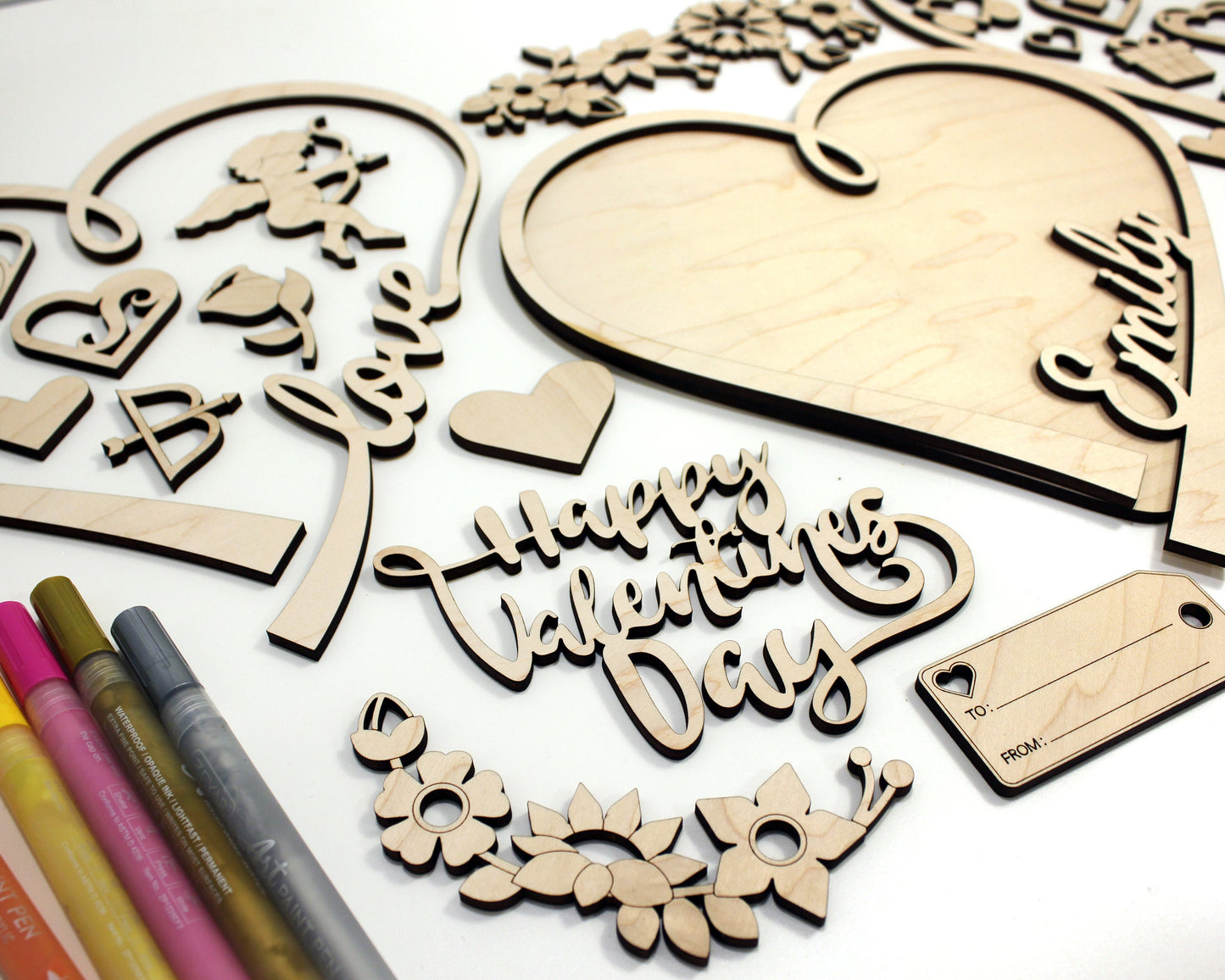 Valentines DIY Build a Heart Paint Craft - SVG File Download - Sized for Glowforge