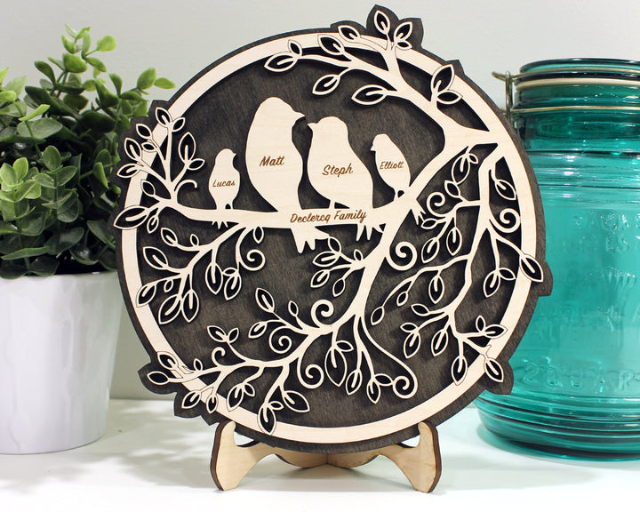 Family of Birds Personalized Decor Signage - SVG, PDF & AI File Download - Tested on Glowforge and Lightburn