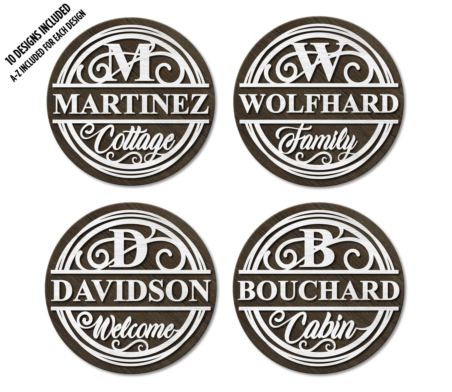 Personalized Home Signage Set - 10 Designs Included - 260 files - Built in Template - SVG File Download - Sized for Glowforge