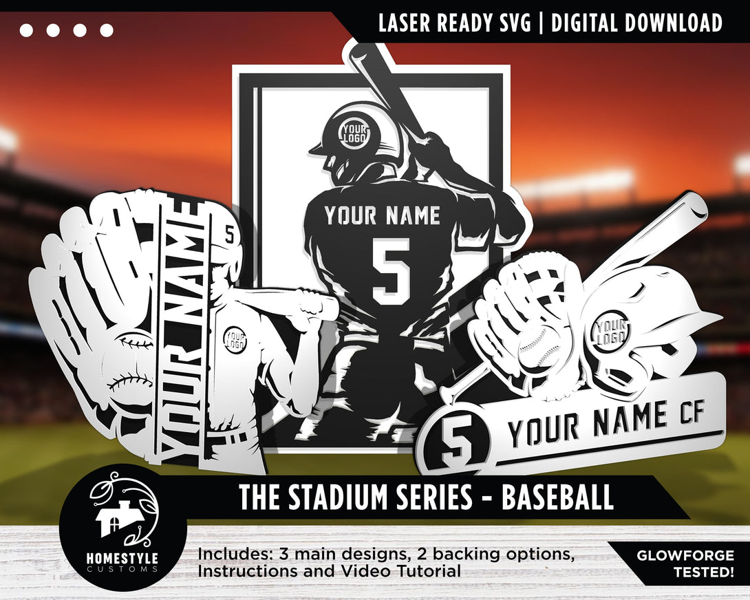 Stadium Series Baseball Signage - 3 Designs Included and two backing o ...
