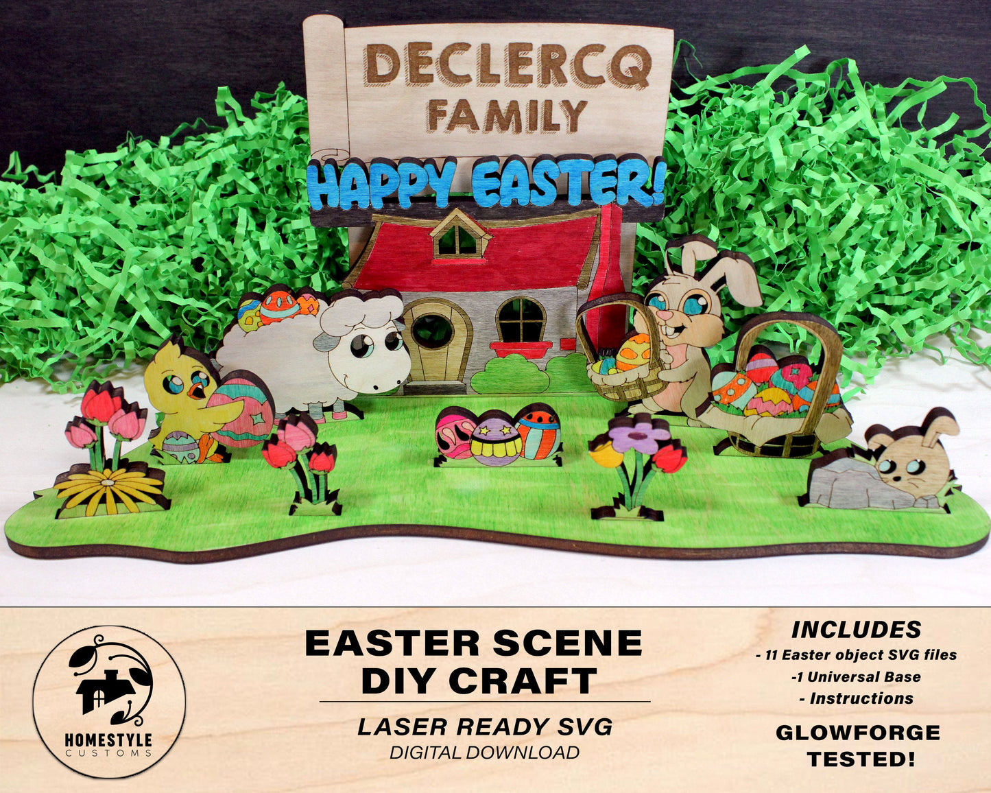 Easter Scene DIY Craft - SVG File Download - Sized & Tested on Glowforge