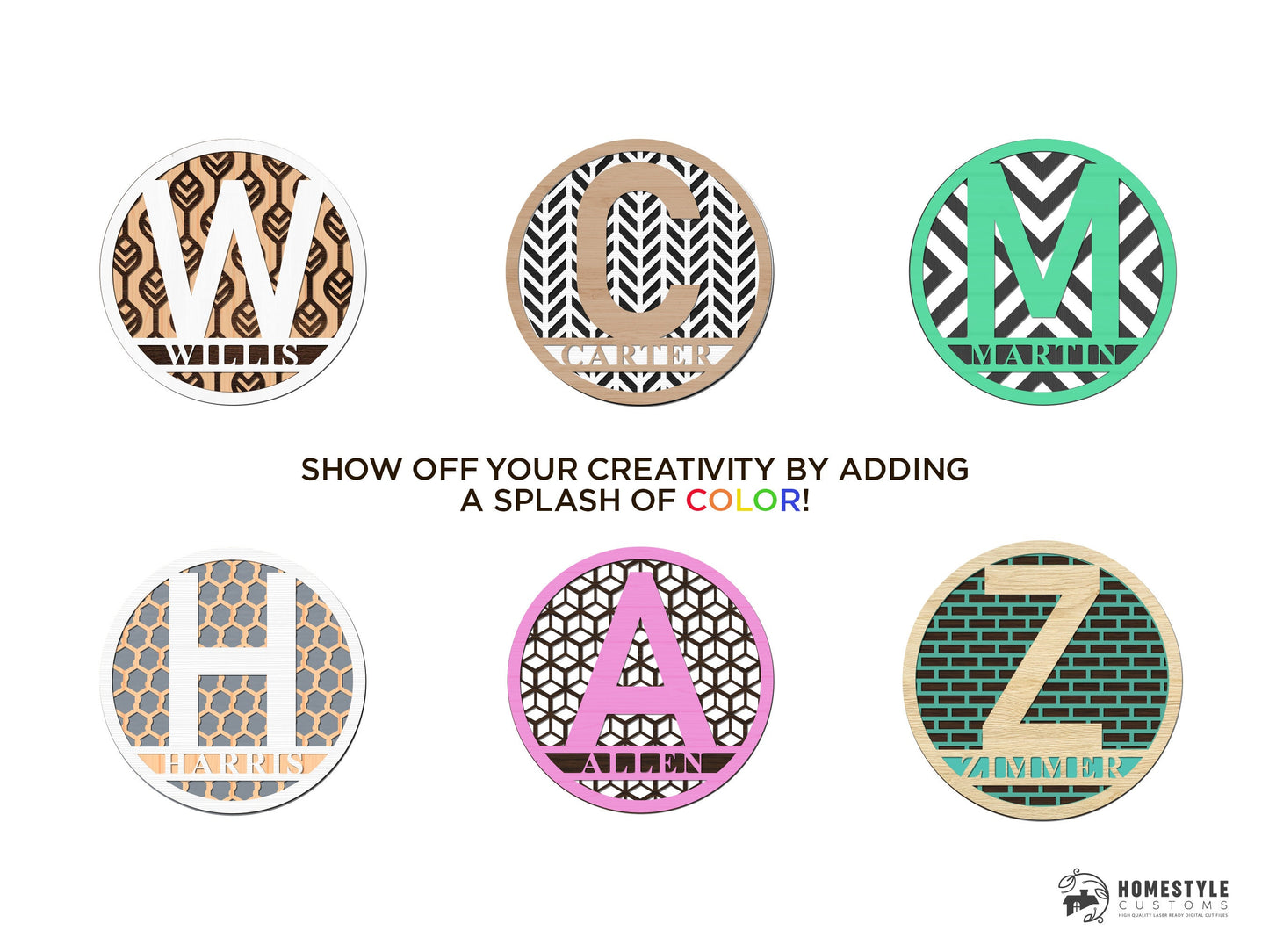 Pattern Monogram Set - 29 Pattern Designs Included -- SVG File Download - Sized for Glowforge