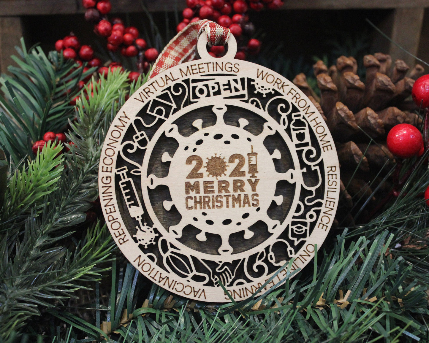 2021 Themed Christmas Ornament Bundle - 15 Designs - SVG File Download - Sized for Glowforge