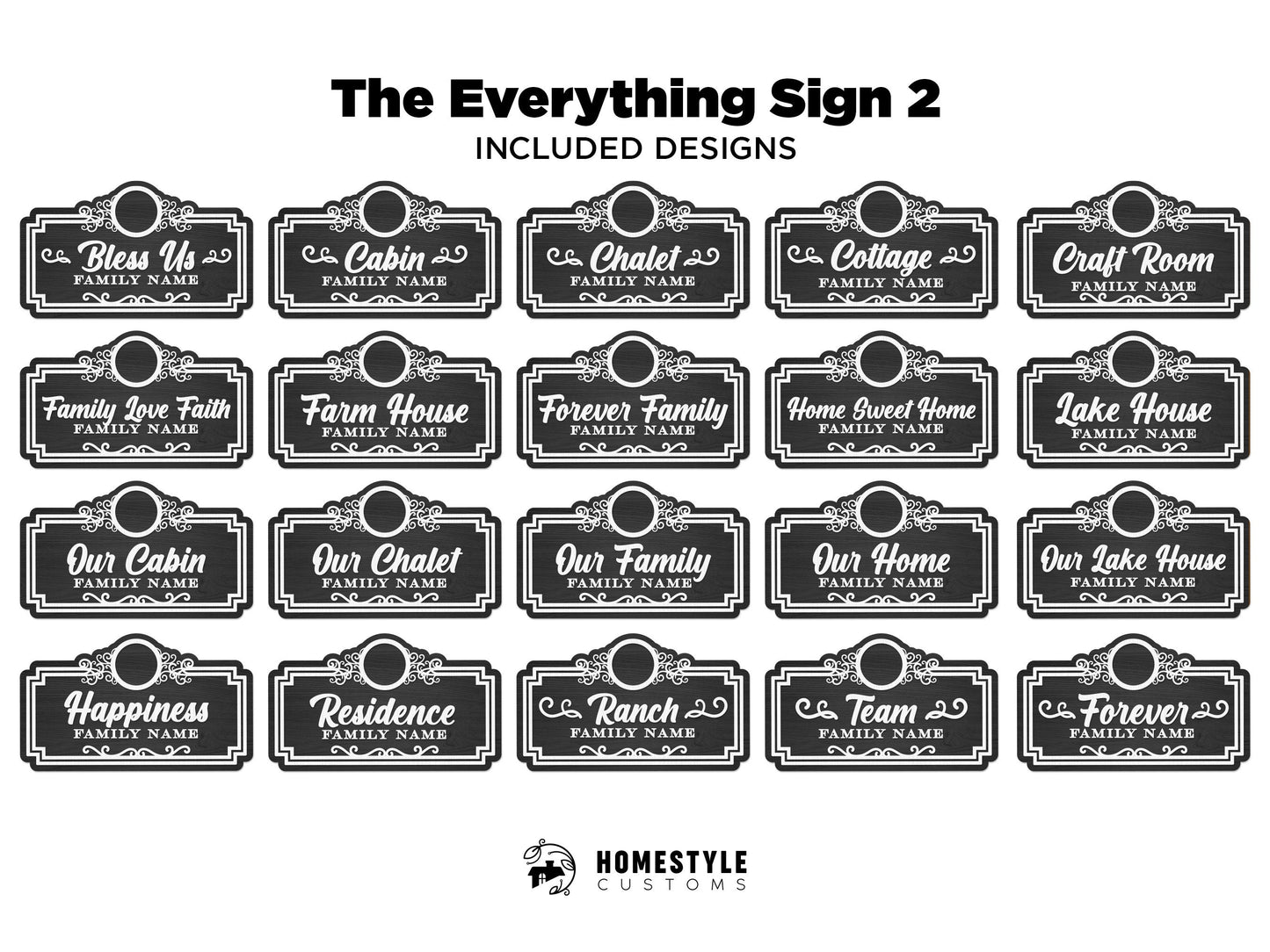 The Everything Sign 2 Bundle - 57 Designs, 86 Icon Symbols, 26 Icon Letters - Interchangeable - Built in Template - SVG Download
