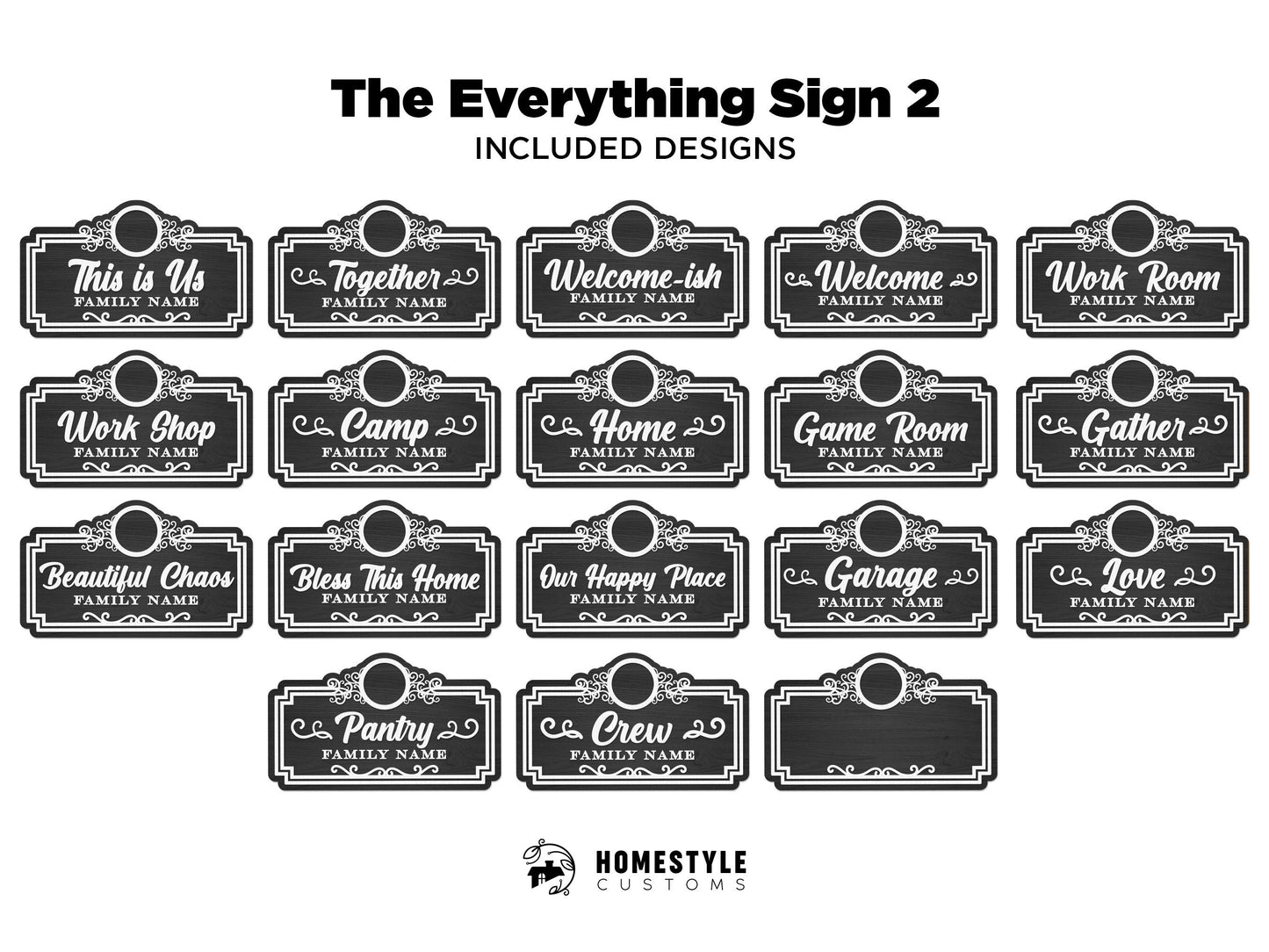The Everything Sign 2 Bundle - 57 Designs, 86 Icon Symbols, 26 Icon Letters - Interchangeable - Built in Template - SVG Download