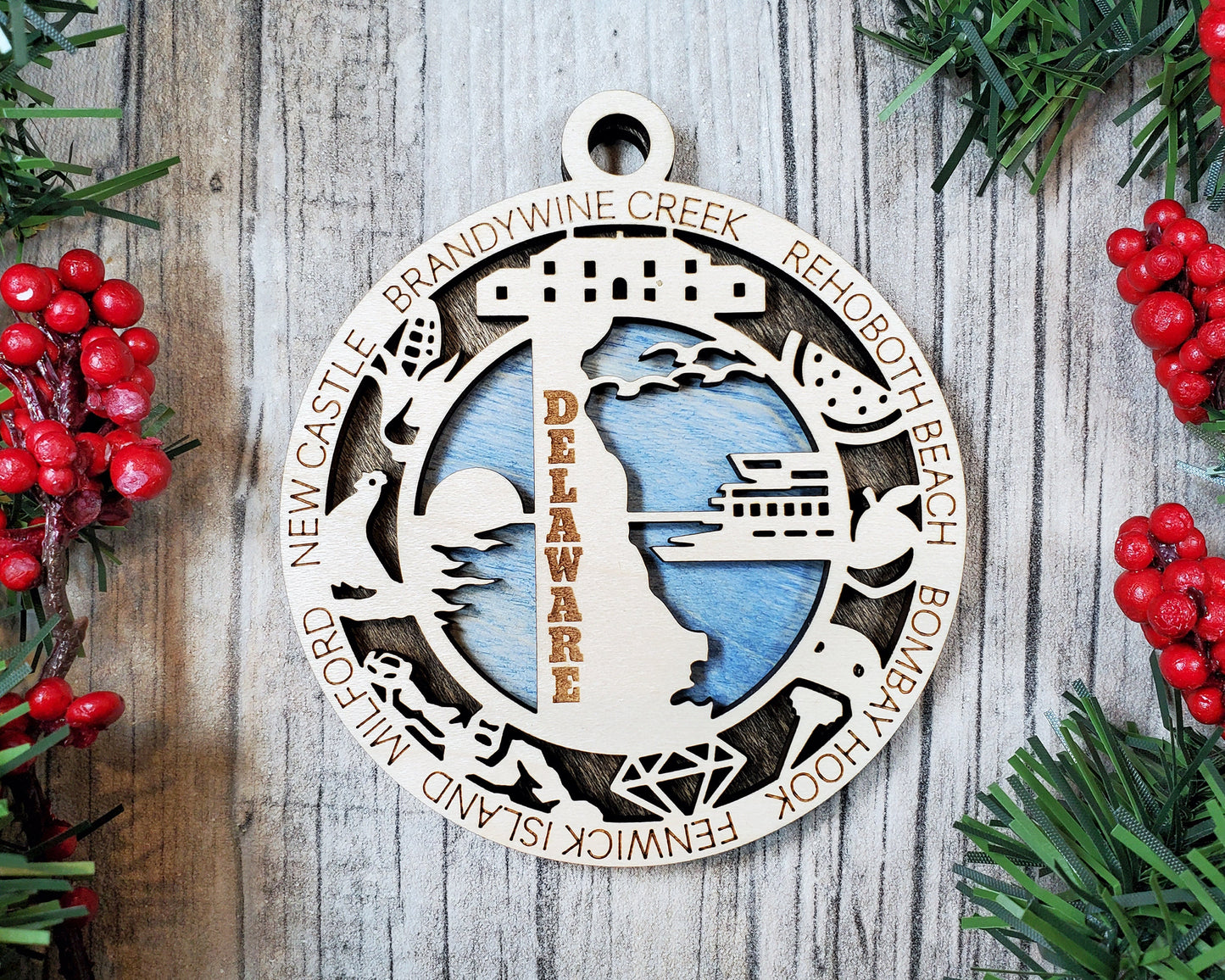 Delaware State Ornament - SVG File Download - Sized for Glowforge - Laser Ready Digital Files