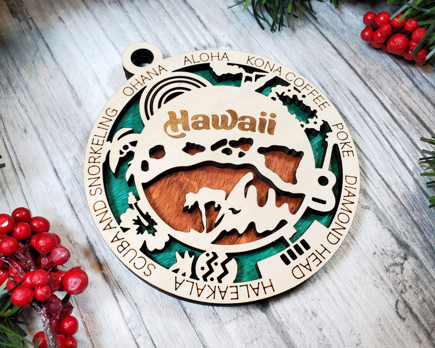 Hawaii State Ornament - SVG File Download - Sized for Glowforge - Laser Ready Digital Files