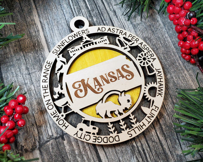 Kansas State Ornament - SVG File Download - Sized for Glowforge - Laser Ready Digital Files
