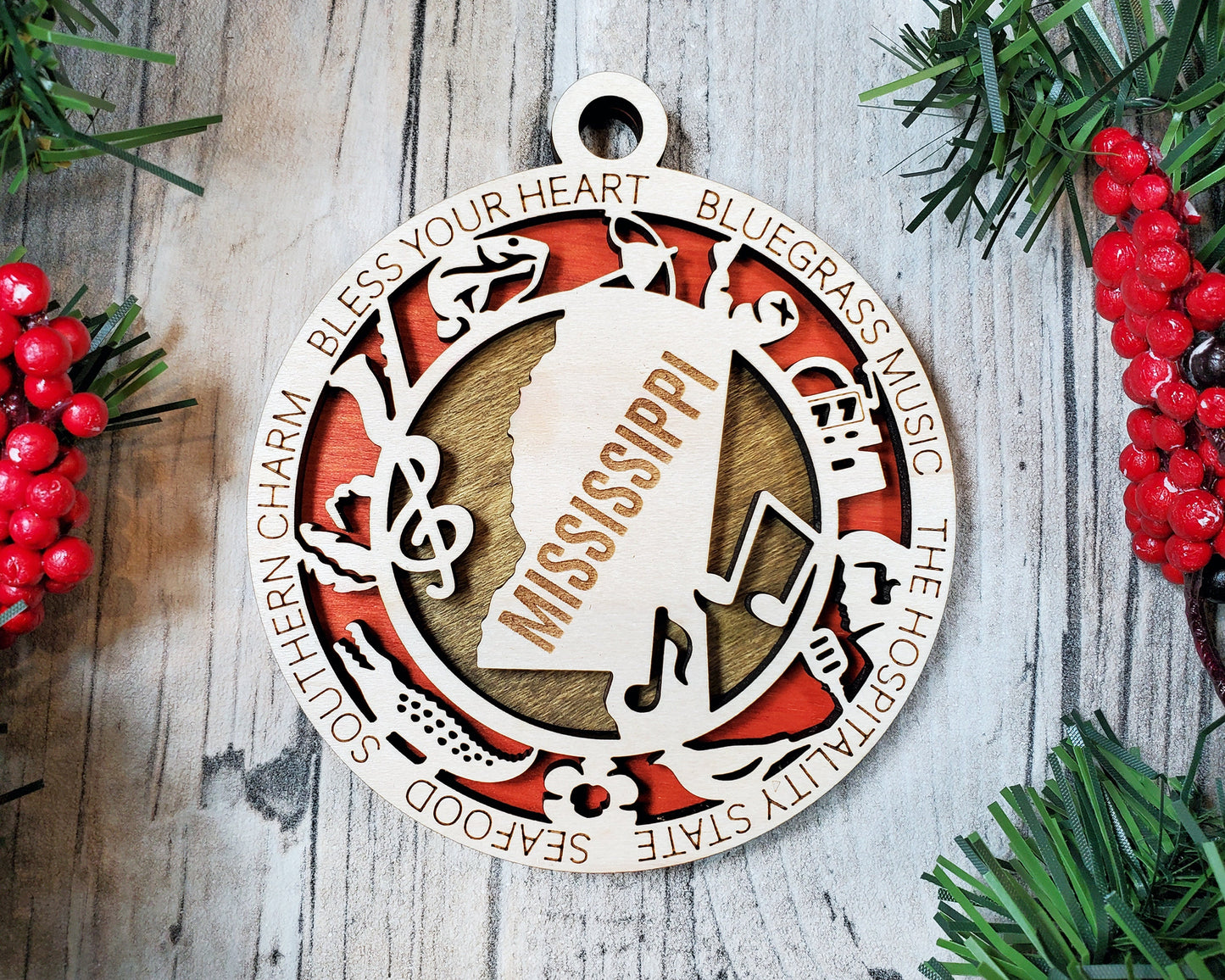 Mississippi State Ornament - SVG File Download - Sized for Glowforge - Laser Ready Digital Files