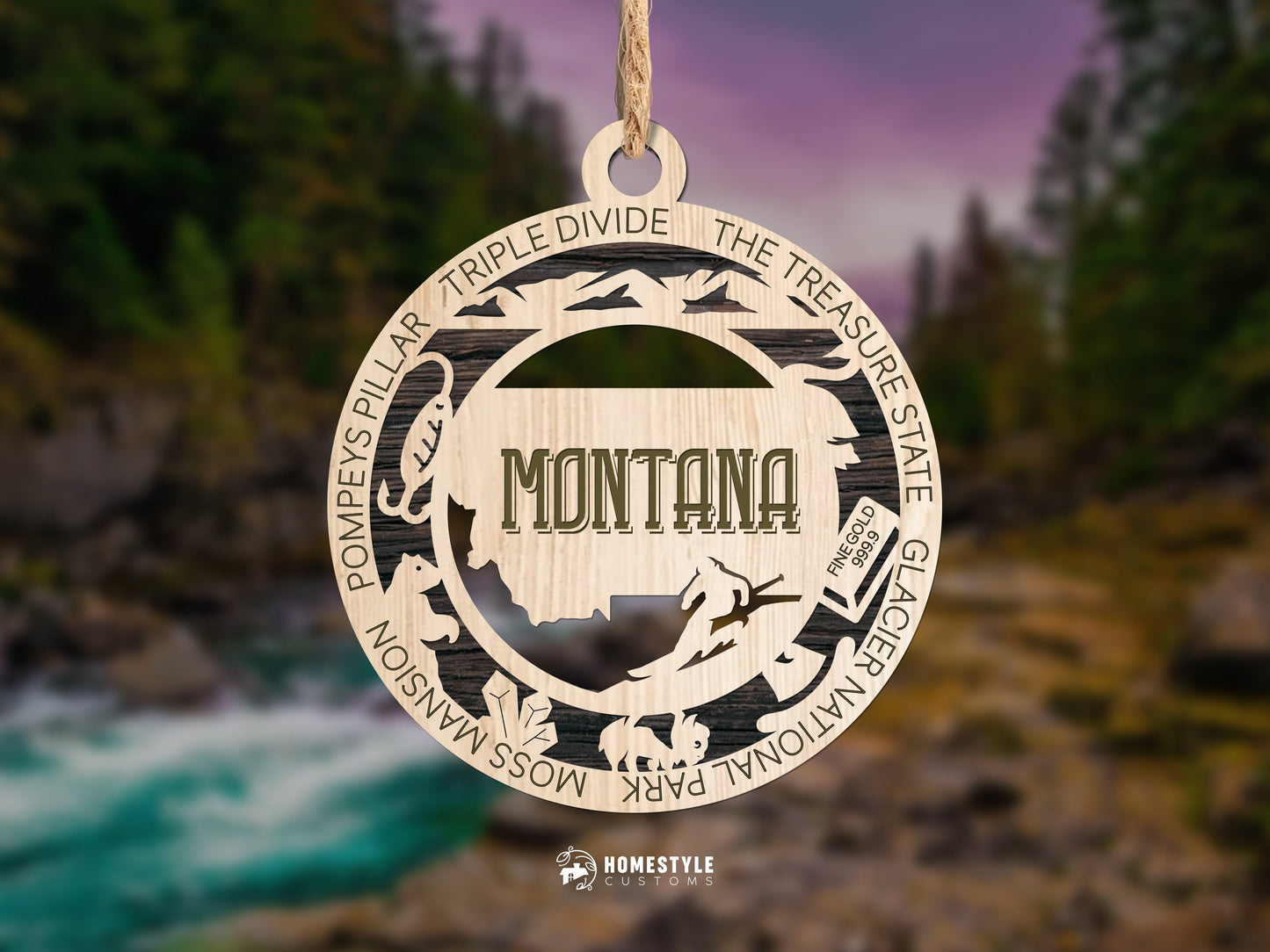 Montana State Ornament - SVG File Download - Sized for Glowforge - Laser Ready Digital Files