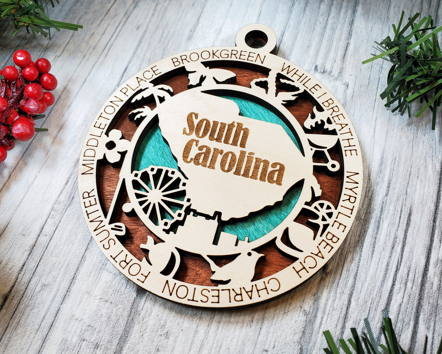 South Carolina State Ornament - SVG File Download - Sized for Glowforge - Laser Ready Digital Files
