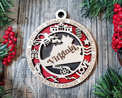 Virginia State Ornament - SVG File Download - Sized for Glowforge - Laser Ready Digital Files