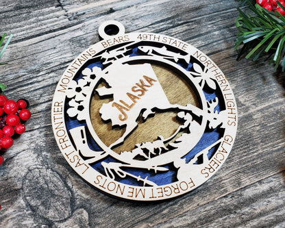 Alaska State Ornament - SVG File Download - Sized for Glowforge - Laser Ready Digital Files