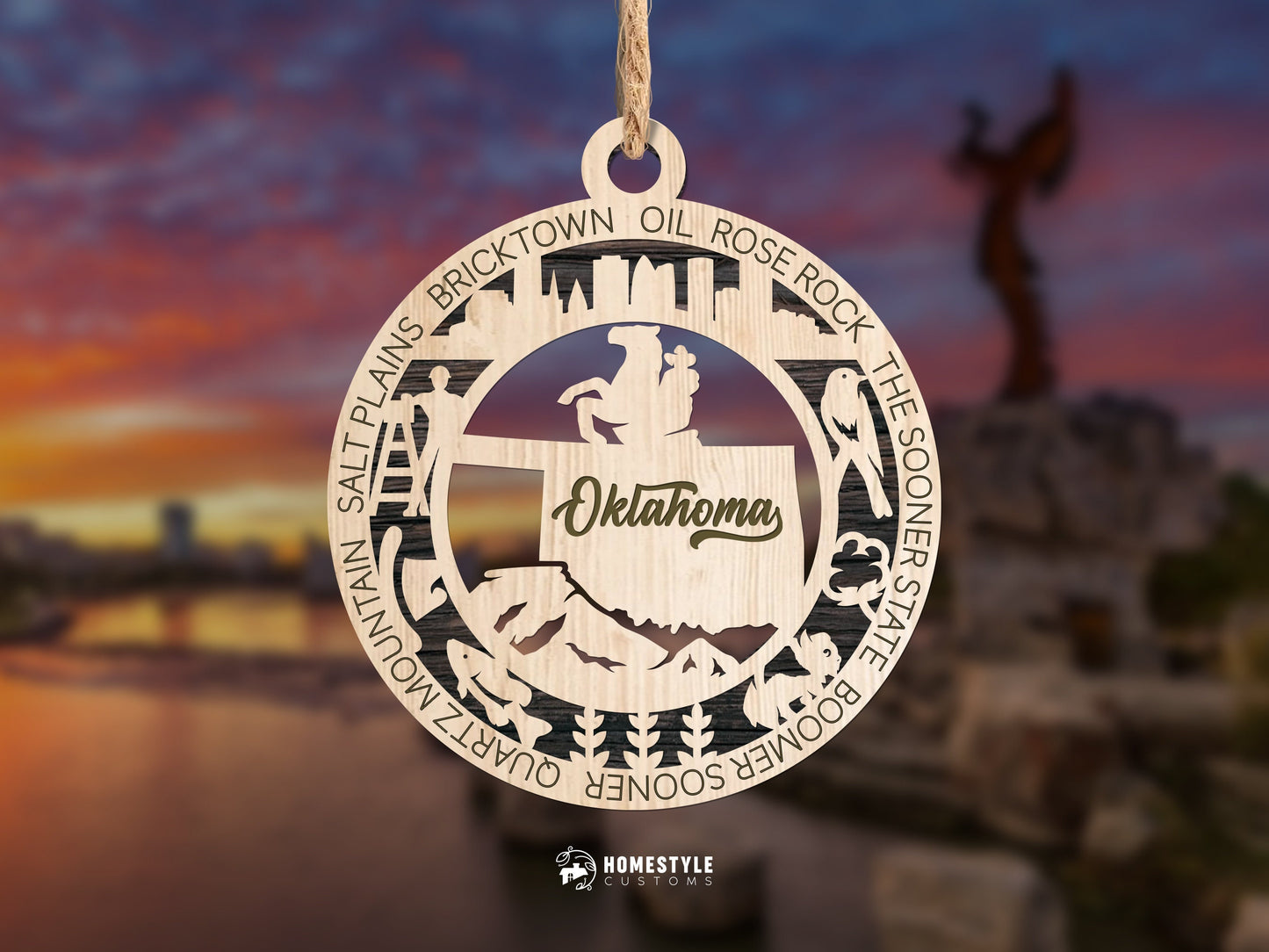 Oklahoma State Ornament - SVG File Download - Sized for Glowforge - Laser Ready Digital Files