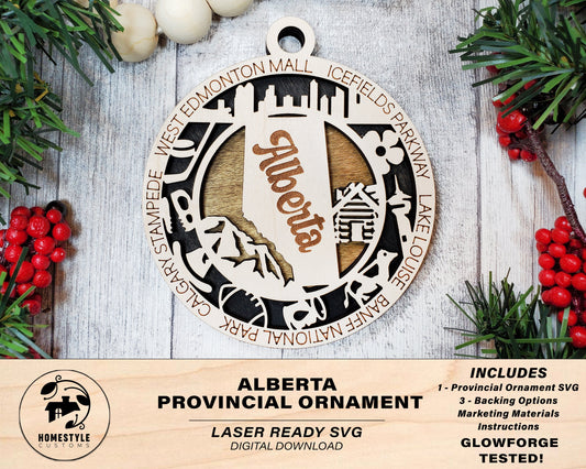 Alberta Provincial Ornament - Canada - SVG File Download - Sized for Glowforge - Laser Ready Digital Files