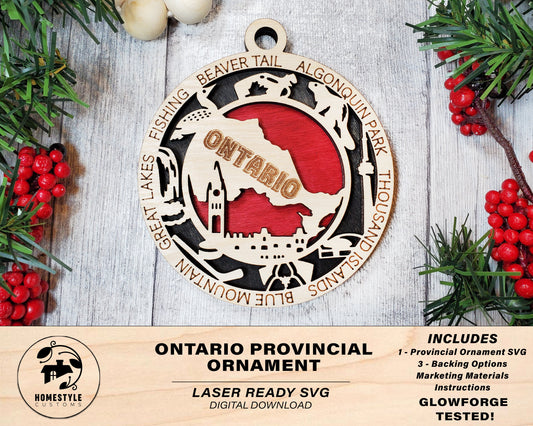 Ontario Provincial Ornament - Canada - SVG File Download - Sized for Glowforge - Laser Ready Digital Files