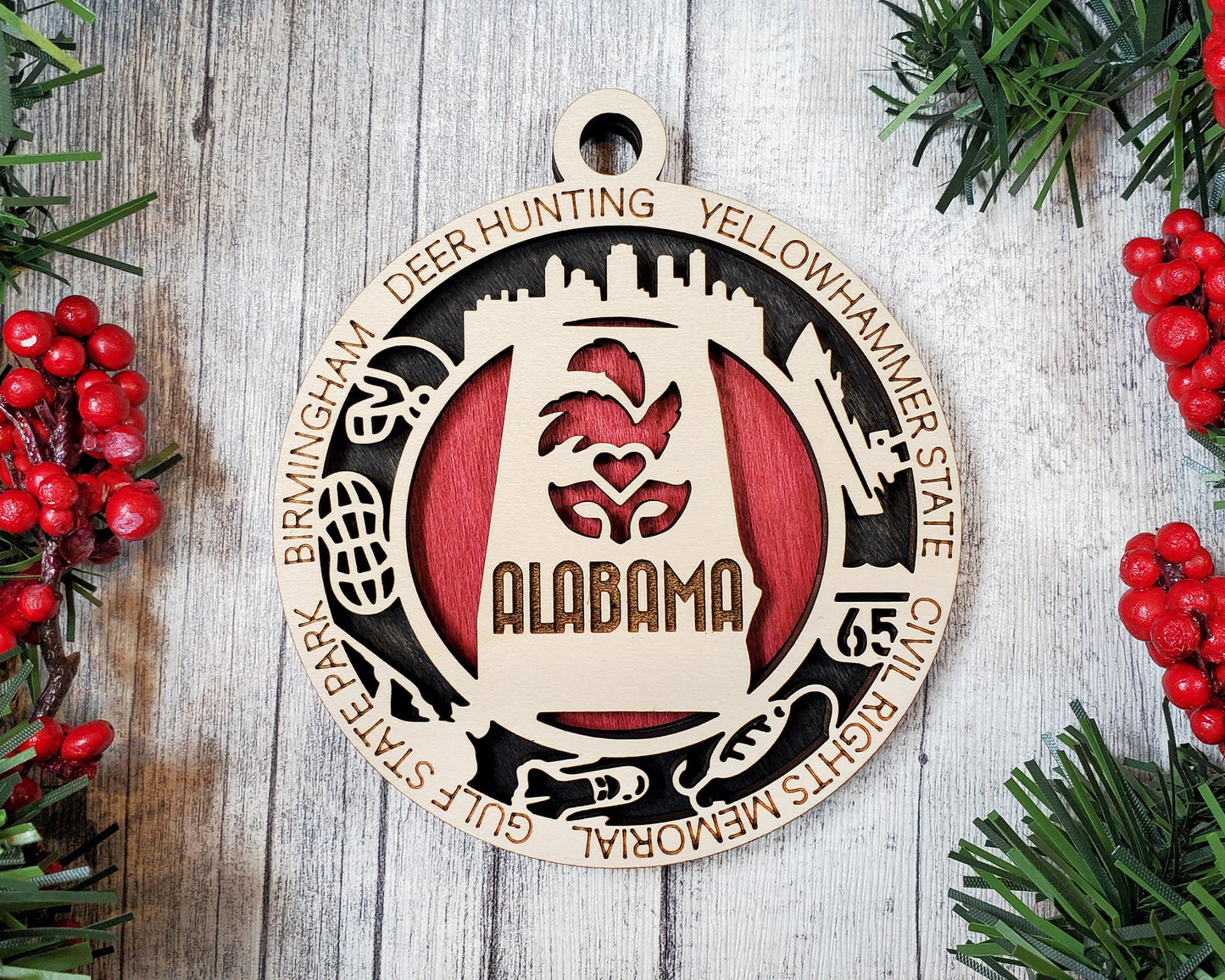 Alabama State Ornament - SVG File Download - Sized for Glowforge - Laser Ready Digital Files