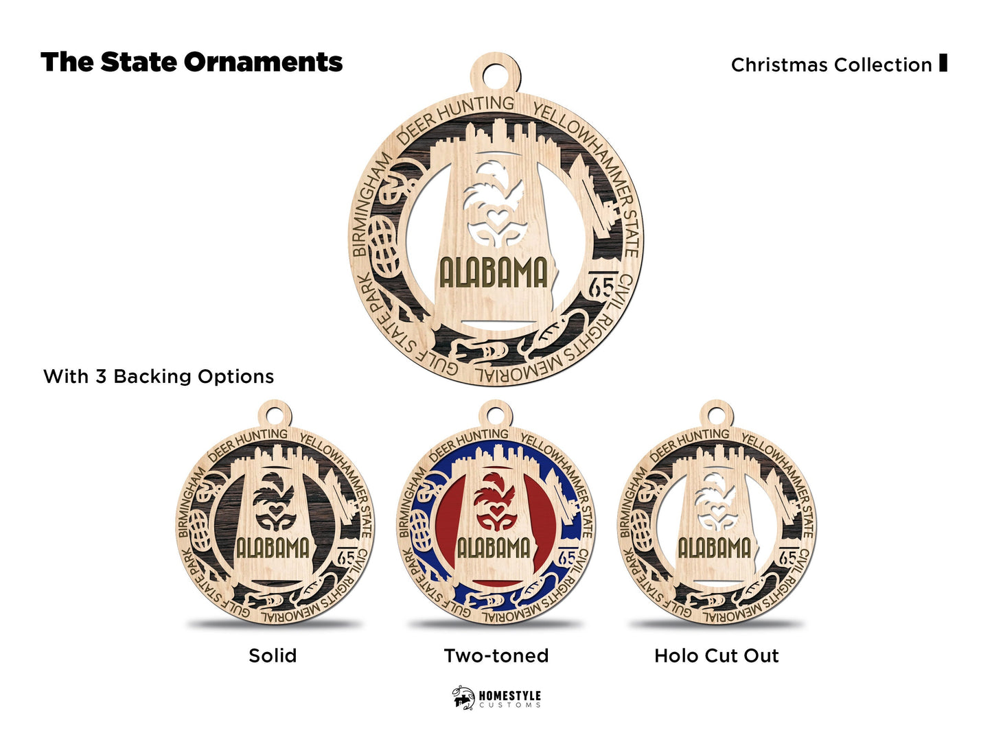 Alabama State Ornament - SVG File Download - Sized for Glowforge - Laser Ready Digital Files
