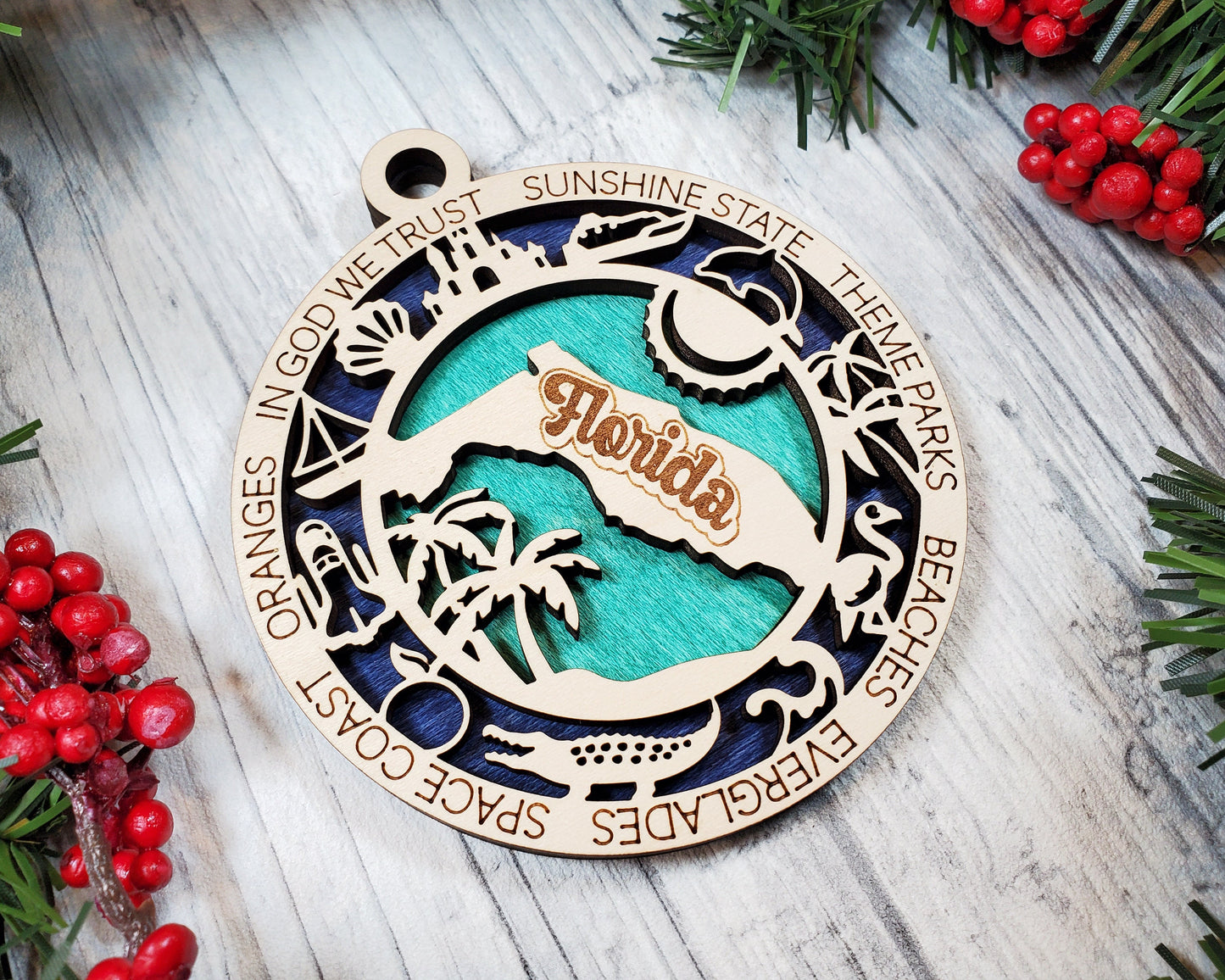 Florida State Ornament - SVG File Download - Sized for Glowforge - Laser Ready Digital Files