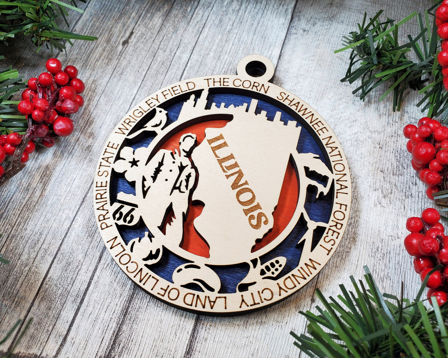 Illinois State Ornament - SVG File Download - Sized for Glowforge - Laser Ready Digital Files