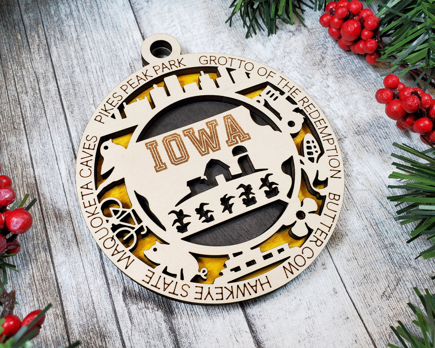 Iowa State Ornament - SVG File Download - Sized for Glowforge - Laser Ready Digital Files