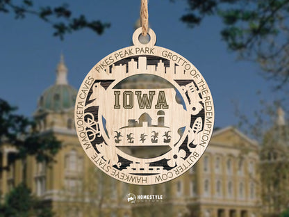 Iowa State Ornament - SVG File Download - Sized for Glowforge - Laser Ready Digital Files