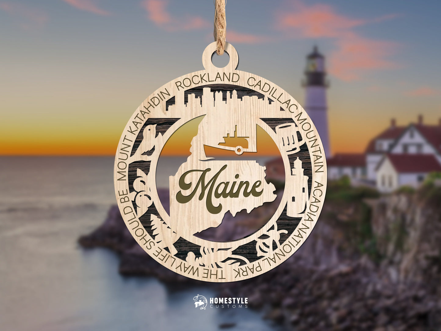 Maine State Ornament - SVG File Download - Sized for Glowforge - Laser Ready Digital Files