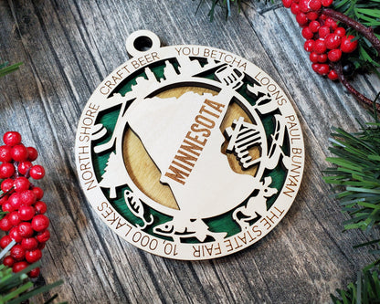 Minnesota State Ornament - SVG File Download - Sized for Glowforge - Laser Ready Digital Files