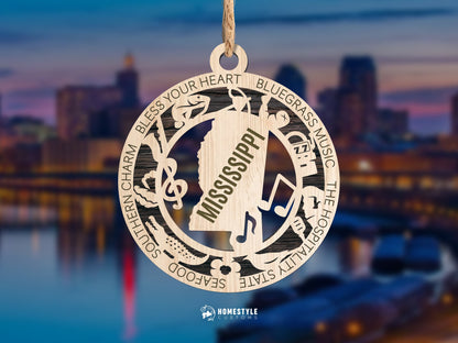 Mississippi State Ornament - SVG File Download - Sized for Glowforge - Laser Ready Digital Files