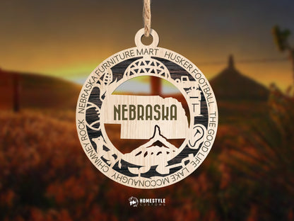 Nebraska State Ornament - SVG File Download - Sized for Glowforge - Laser Ready Digital Files
