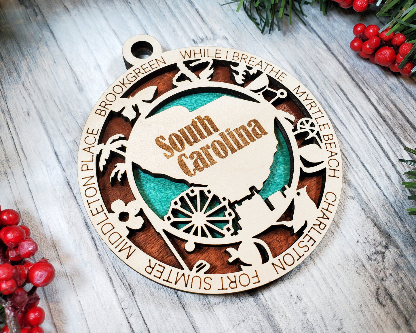 South Carolina State Ornament - SVG File Download - Sized for Glowforge - Laser Ready Digital Files