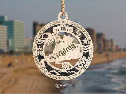 Virginia State Ornament - SVG File Download - Sized for Glowforge - Laser Ready Digital Files