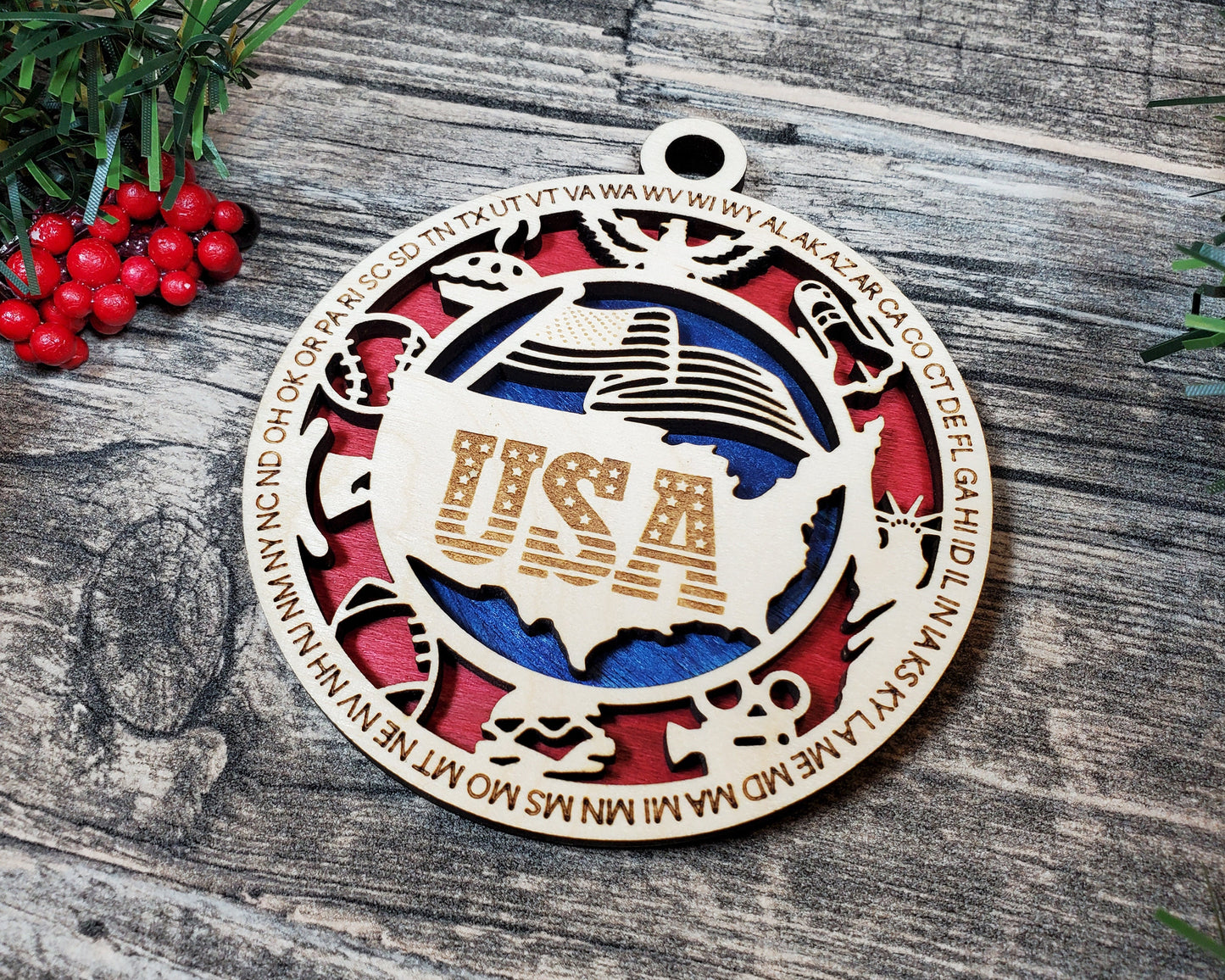 United States Ornament - USA - SVG File Download - Sized for Glowforge - Laser Ready Digital Files