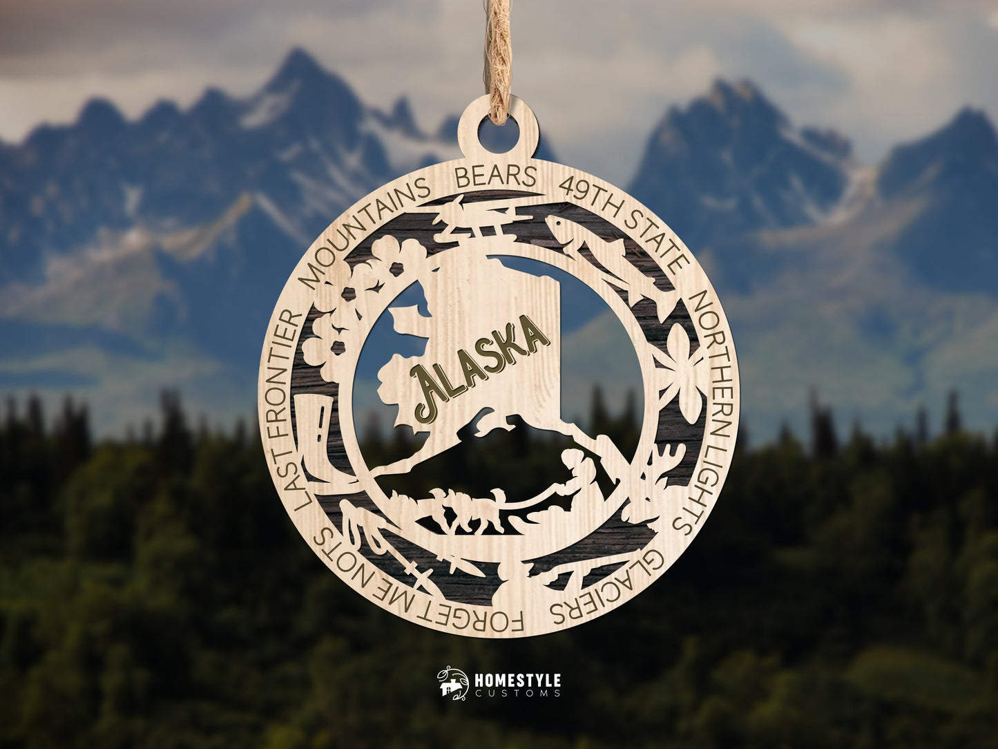 Alaska State Ornament - SVG File Download - Sized for Glowforge - Laser Ready Digital Files