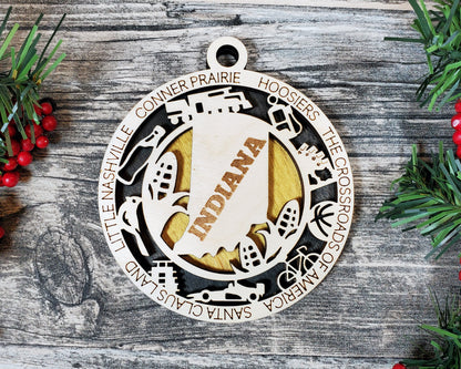 Indiana State Ornament - SVG File Download - Sized for Glowforge - Laser Ready Digital Files