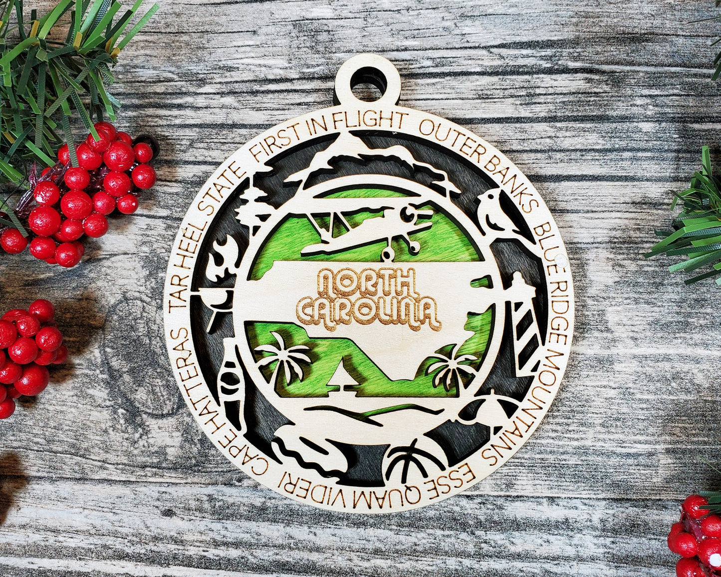 North Carolina State Ornament - SVG File Download - Sized for Glowforge - Laser Ready Digital Files